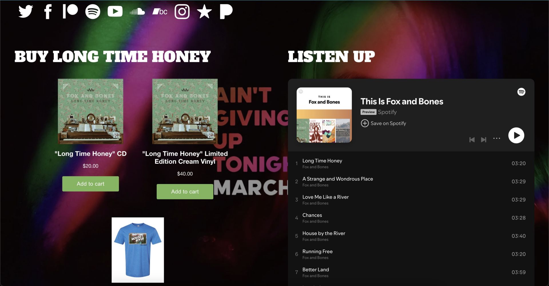 Bandzoogle band website template