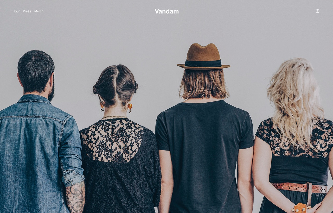 Band website example on Squarespace