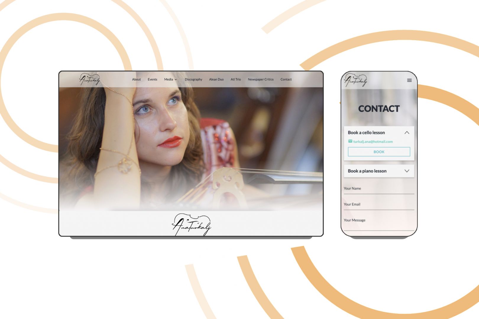 web design for cellist ana turkalj