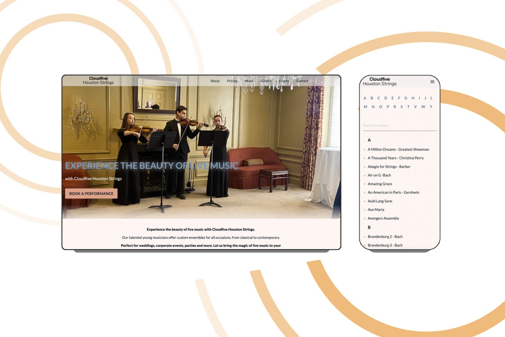 web design for cloud five strings