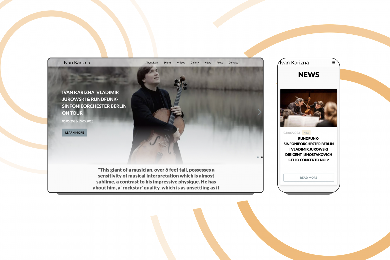 web design for cellist ivan karizna