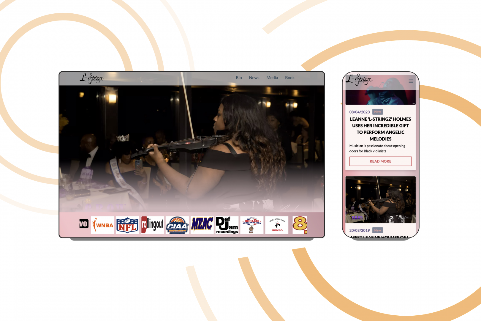 web design for violinist leanne l stringz holmes