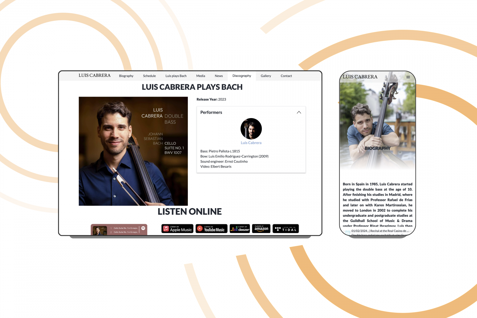 web design for double bassist luis cabrera