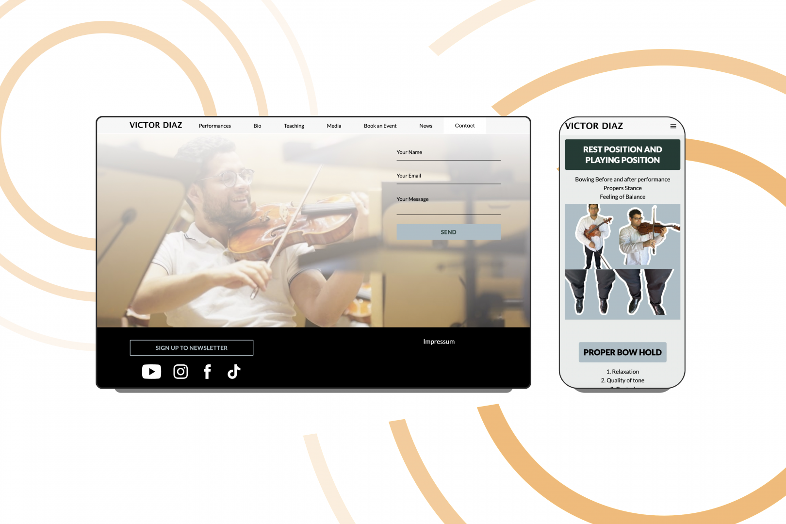 web design for performer and teacher victor diaz