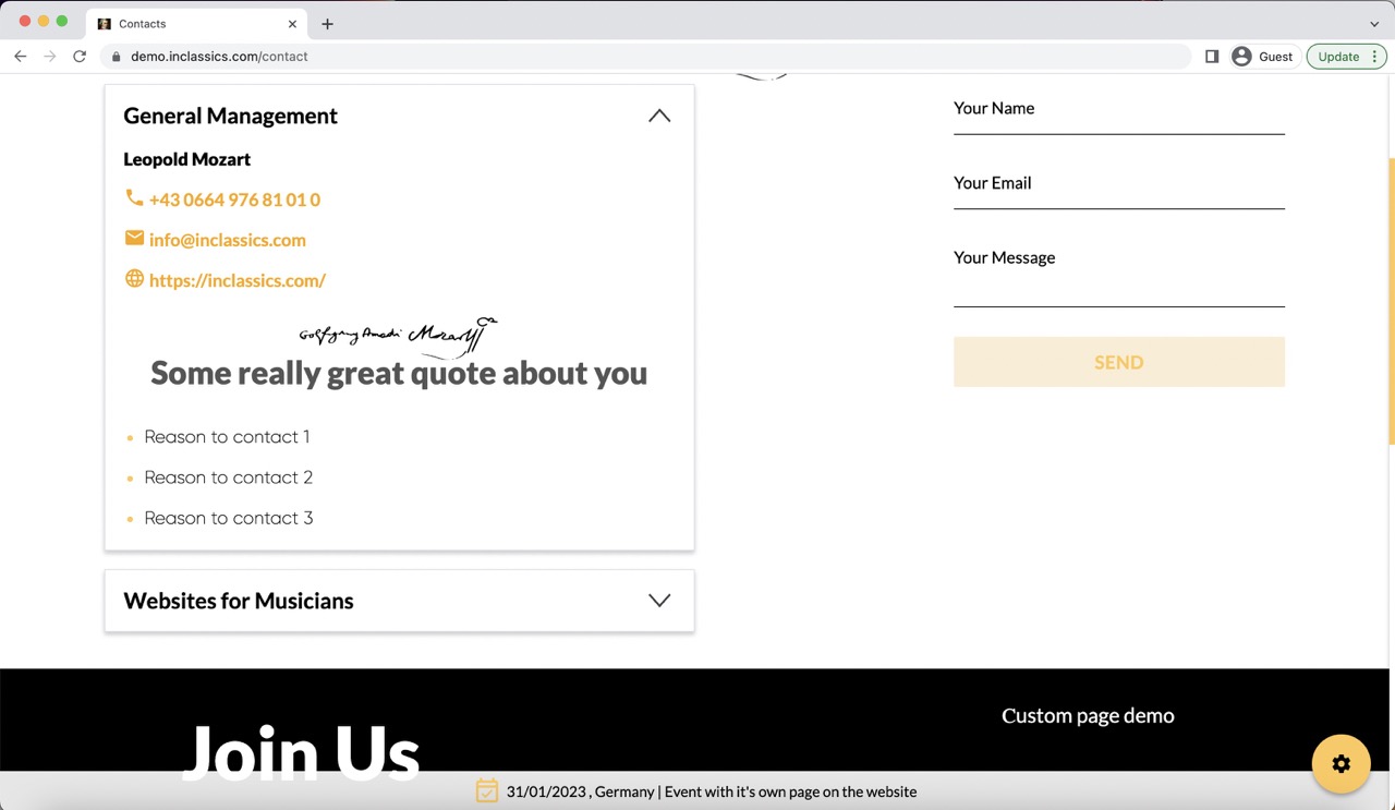 contact page manual
